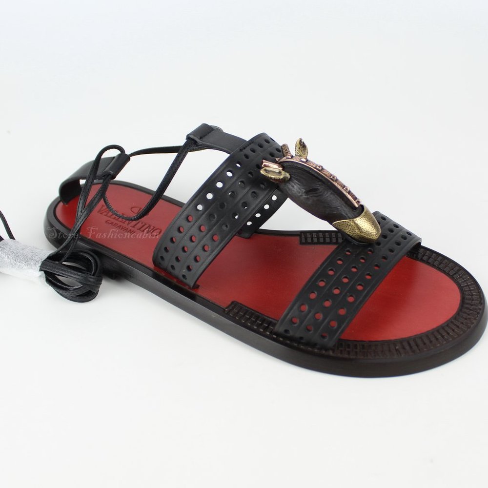 NEW VALENTINO GARAVANI RUNWAY Ankle Sandals, Black, EU 37 - Picture 5 of 14